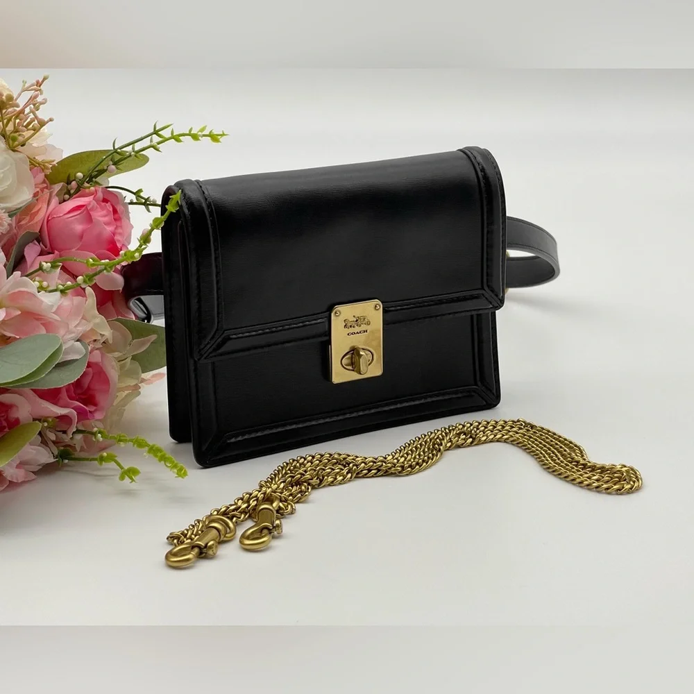 🎊Last One In Stock🎊Coach Small Black Calf Leather Belt Bag - Picture 2 of 16